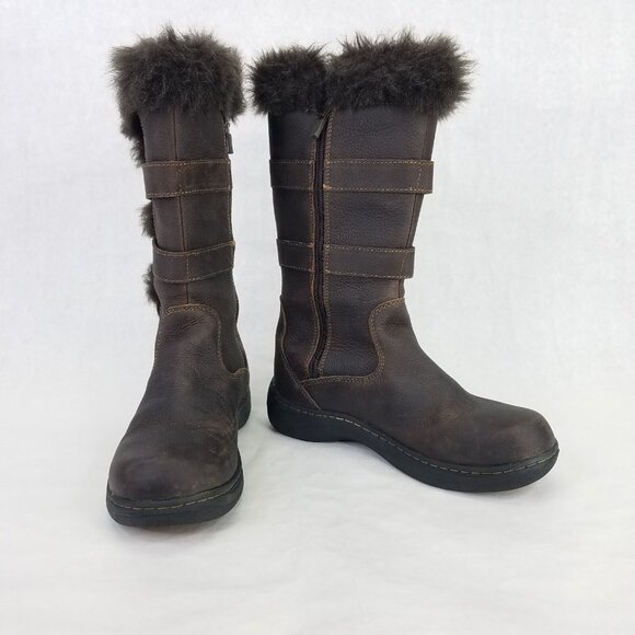 LL Bean Nordic Boots Women's 6.5 Tek 2.5 Zip Up Brown Leather Primaloft 100 Gram - Picture 1 of 16